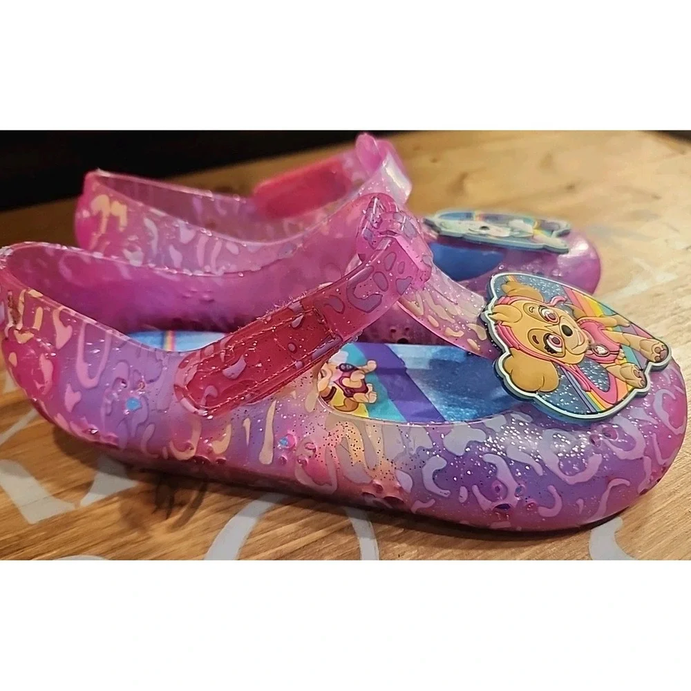Girls Paw Patrol‎ Pink Jelly Shoes Flat Sandals Size 12 Hook & Loop